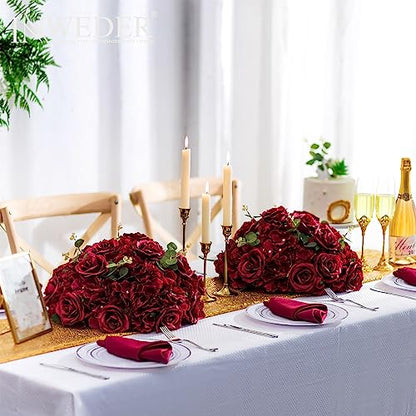 Burgundy Flowers Balls for Centerpieces: 15.7in Diam, Set of 2 - color: Burgundy, size: 15.7" Diam - 2 PCS