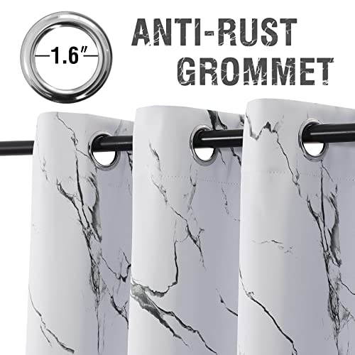 H.VERSAILTEX 100% Blackout Curtains 84 inch Length 2 Panels Set Marble Designs Printed Drapes Thermal Curtains for Bedroom with Black Liner Sound Proof Curtains, Grey - color: Marble- Grey, size: 52"W x 84"L (Pack of 2)