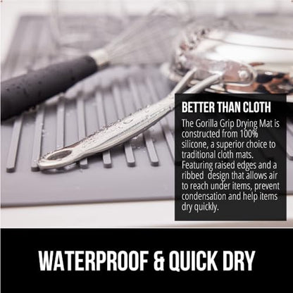 GORILLA GRIP Patented BPA-Free Silicone Dish Drying Mat, 18x16, Gray - color: Gray, size: 18" x 16", style: Silicone