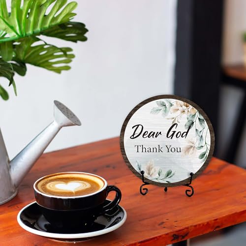 Christian Desk Decor, Dear God Thank You Wood Sign, Religious Gifts For Woman Man, Living Room Decor And Accessories, Bible Verse Home Office Decorations For Table Shelf -c09 - style: Dear God 4