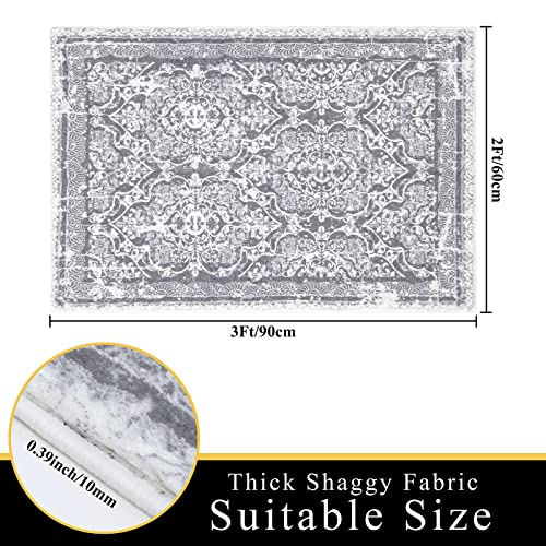 Vaukki Hallway Runner 2x3 ft, Grey Vintage Shaggy Soft Kitchen Rug - color: Grey, size: 2' x 3'(Runner)