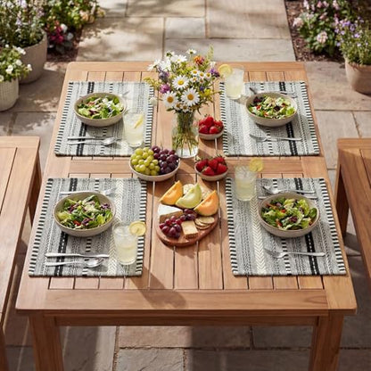Artoid Mode Black Woven Braided Stripe Placemats Set of 6-12x18 Inch - color: Black, size: 12" x 18", 6 Pcs