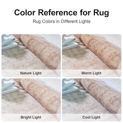 3x8 Washable Geometric Runner Rug - Non-Slip Backing Hallway Rugs Tan Beige - color: Tan Beige, size: 3' x 8' (Rectangular)