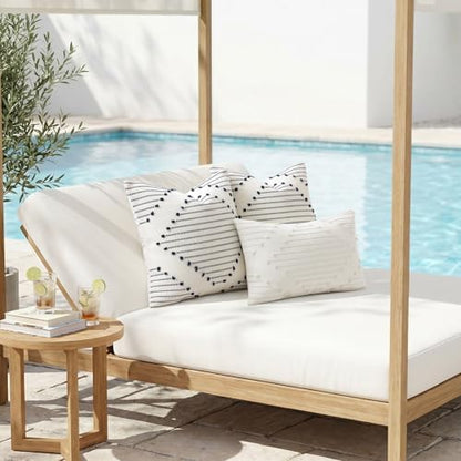 Mecatny Boho Outdoor Throw Pillow Covers 16x16 Set of 2 Beige & Cream White - color: Beige, size: 16" x 16" (Pack of 2)