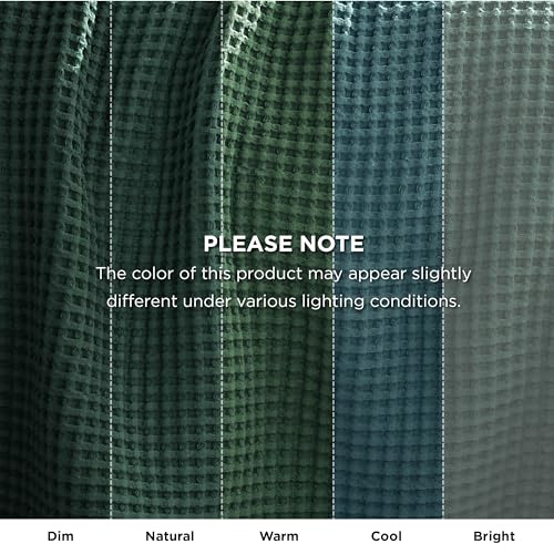 Bedsure Lightweight 100% Cotton Waffle Blanket, Queen, Dark Green - color: Dark Green, size: Queen (90" X 90")