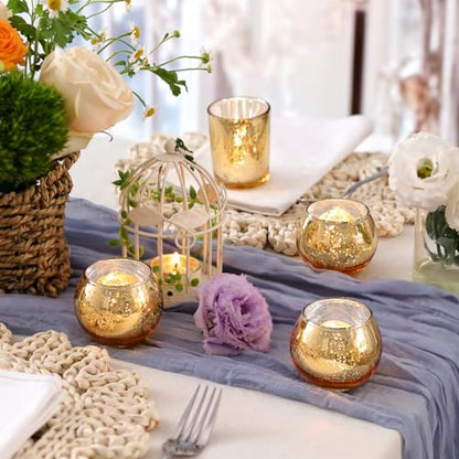 Volens Round Gold Votive Candle Holders, Mercury Glass Votives Set of 12 - color: Gold, size: 12 PACK