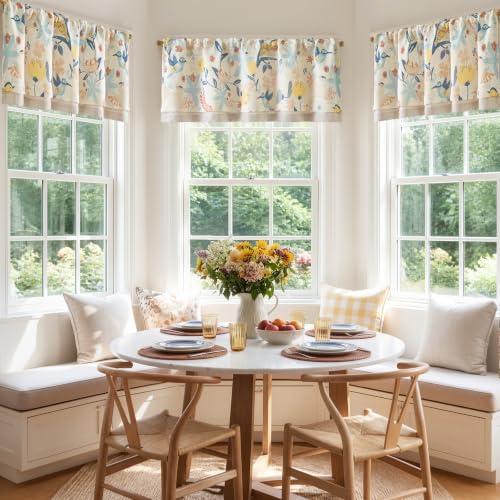 jinchan Floral Linen Window Valance Curtain, 50x18, 1 Panel, Blue - color: Averie | Dusty Blue, size: 50"W x 18"L (Pack of 1)