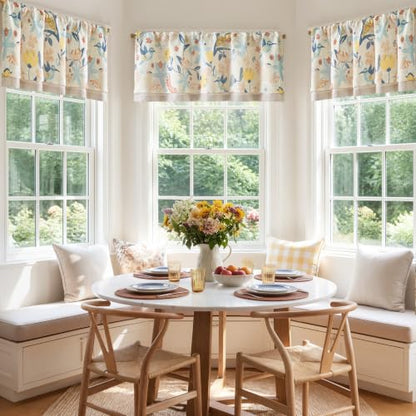 jinchan Floral Linen Window Valance Curtain, 50x18, 1 Panel, Blue - color: Averie | Dusty Blue, size: 50"W x 18"L (Pack of 1)