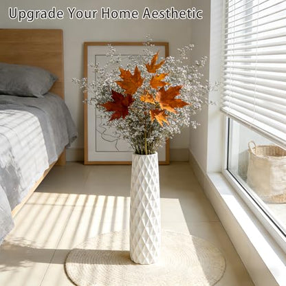 White Tall Ceramic Floor Vase, 17.7 Inch, Textured Design - color: Shape 2, size: 17.7 Inch