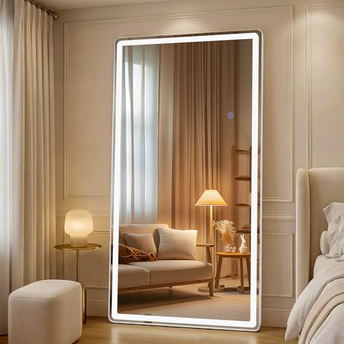 LED Full Length Mirror 32 x 71 Inch for Party Wedding - color: White-rounded Corner, size: 71"L x 32"W