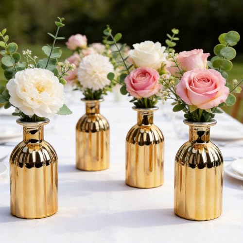 Small Gold Bud Vases, Set of 6 - size: Pack of 6