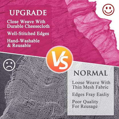 Cheesecloth Table Runner 10FT Fuchsia Boho Gauze Rustic Sheer Runners - color: Fuchsia, size: 1 Pack
