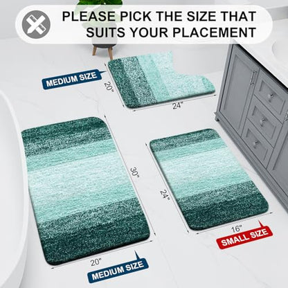 Arotive Microfiber Bathroom Rugs, Shaggy Soft Absorbent Bath Rug, 34x21 - color: Dark Green, size: 34" X 21"