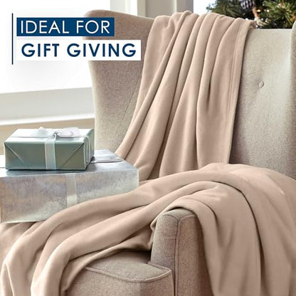 Twin Size Fleece Bed Blanket | Comfy Supersoft Fleece Blanket – All-Season Light Weight Throw Blanket | Luxuriously Soft | Throw Blanket for Couch and Sofa | Machine Wash | Beige - color: Beige, size: Twin