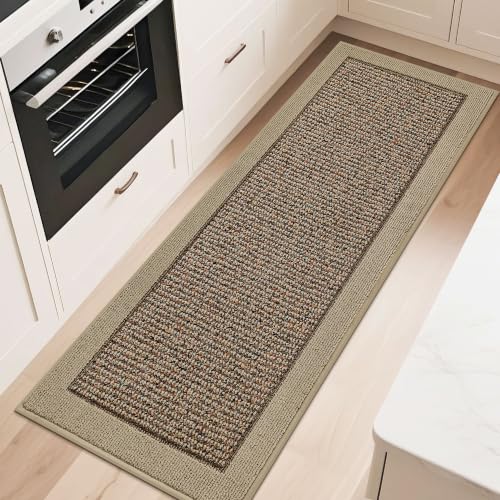 BEQHAUSE Kitchen Runner Rug 24"x96", Non Slip Kitchen Mat Washable, Taupe - color: Taupe, size: 24" X 96" (Rectangular)