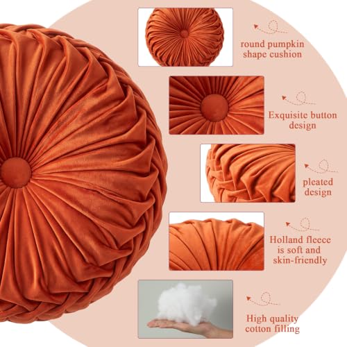 Drydiet 1 Pcs Round Throw Velvet Pillow (Rust, 15'') - color: Rust, size: 15''