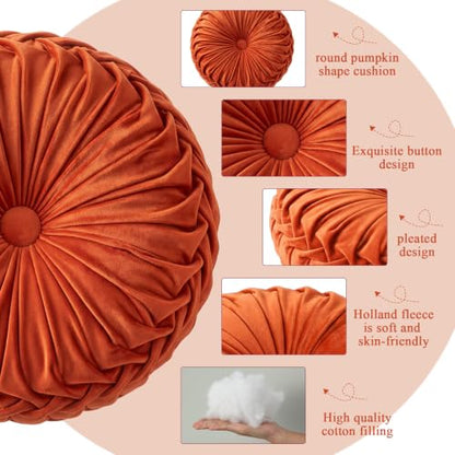 Drydiet 1 Pcs Round Throw Velvet Pillow (Rust, 15'') - color: Rust, size: 15''