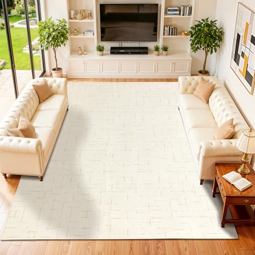 LIANLAM Washable Rug Area Rugs for Living Room - Stain Resistant Non-Slip Backing Boho Rug for Bedroom,Durable & Ultra-Thin Vintage Large Area Rug(8' x 10',White) - color: White, size: 8' x 10' (Rectangular)