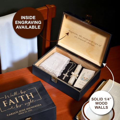 Personalized Baptism Keepsake Box, Christening & First Communion Gift - style: 14. Baptism Designs 2