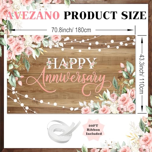 Avezano Happy Anniversary Backdrop Banner for Women, 6x3.6ft