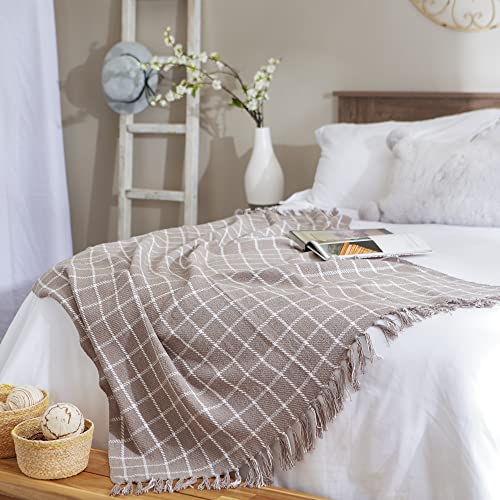 DII Transitional Checked Plaid Woven Throw, 50x60, Gray - color: Gray, size: 50x60"