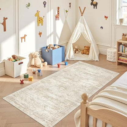3x6 Runner Rug Non Slip,Washable Hallway Runner Rug,Beige - color: Beige/Ivory, size: 3' x 6' (Runner)