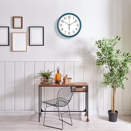 Silent Wall Clock Non Ticking, 6 Inch Wall Clocks Battery Operated, Small Analog Clock for Bedroom Home Office Kitchen Bathroom School, Easy to Read(Blue) - color: Blue
