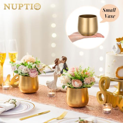 NUPTIO Gold Compote Vases Centerpiece, 4" Small Planter, 6 Pcs - color: Style 1#, size: 3.9in Tall-6pcs