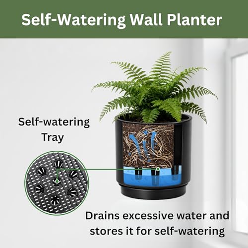 Self-Watering Wall Planters for Indoor Outdoor Plants (5.9 inch) - color: White