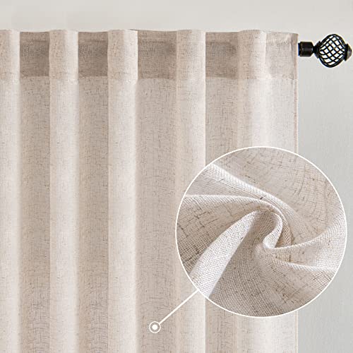 MIULEE Natural White Linen Curtains 52x90 Inch Long 2 Panels for Bedroom - color: Natural Linen White, size: 52"W x 90"L (Pack of 2)