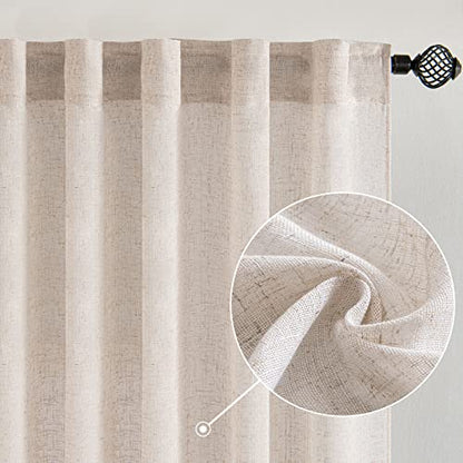 MIULEE Natural White Linen Curtains 52x90 Inch Long 2 Panels for Bedroom - color: Natural Linen White, size: 52"W x 90"L (Pack of 2)