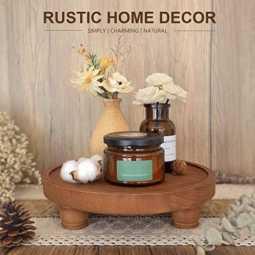 EOSAHR Wood Display Riser: Pedestal Stand for Rustic Kitchen Decor, Brown - color: Brown