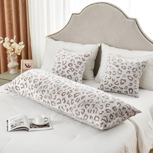 SOCHOW Body Pillow Cover 21x54 Inches, 1 Pack, Brown - color: Brown Leopard, size: 54" x 21" (Pack of 1)