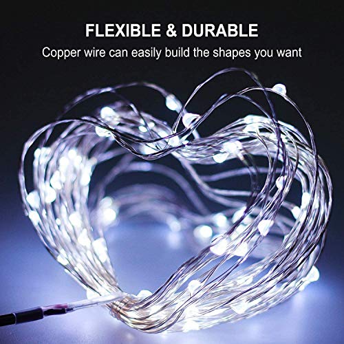 LED Fairy String Lights Battery Operated,2 Pack 33ft 100 LED Waterproof Cool White Twinkle Firefly String Lights with Remote& 8 Lighting Modes Indoor Outdoor Christmas Patio Party Decor - color: Cool White 33FT Fairy Lights-2Pack
