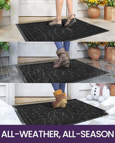 DEXI Front Door Mat Outside Entrance 4x6, Heavy Duty Non Slip, Black - color: Black, size: 48" X 72" (Rectangular)