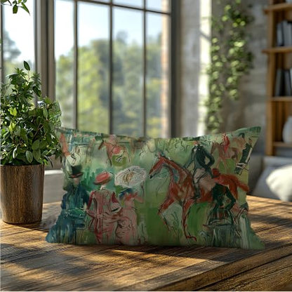 Abstract Green Horse Equestrian Lumbar Throw Pillow Cover 12x20 - color: Abstract Green -16