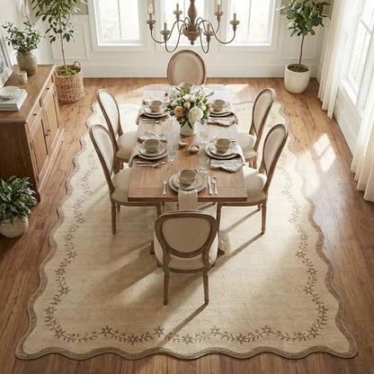 GarveeHome Scalloped Area Rugs 8x10 Large Jute Washable Living Room Rug - color: Jute, size: 8' x 10' (Rectangular)