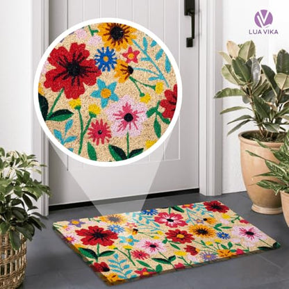Coir Door Mats Outdoor and Indoor, Botanic, 16 x 27,5 in - color: Botanic