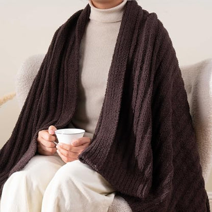 Battilo Brown Throw Blanket for Couch, Soft Chenille Throw Blanket, 50"x60" - color: Brown, size: 50"x60"