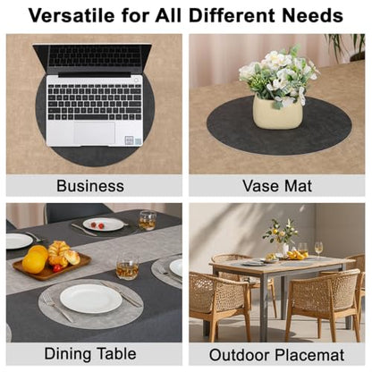 Myir JUN 14" Round Placemats Set of 4, Reversible Dual-Color Place Mats - color: Light Gray Gray