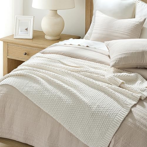EVERGRACEHOME Chunky Chenille Knit Throw Blanket, 60 x 80, Bright White - color: Bright White, size: 60" X 80"