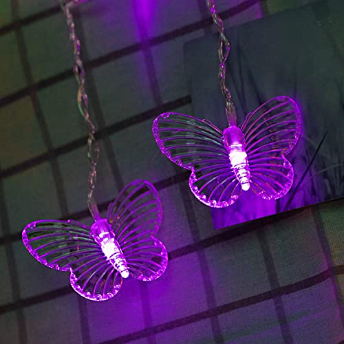 Butterfly Curtain Lights, 13ft 96 LED USB Window Fairy Lights 16 Butterflies 8 Modes Firefly Twinkle Timer String Lights with Remote for Room Bedroom Wall Ceiling Party Wedding Christmas - color: Purple, size: 13ft