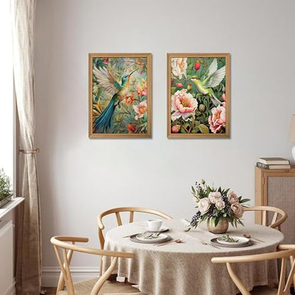 Framed 3D Textured Colorful Canvas Wall Art Set of 2 16x24 Inch - color: Bird-wood, size: 24"L x 16"W
