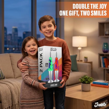 JAMBO 2 Pack- 16" Beautiful Lamp- Blue with Yellow/Green Wax and Purple with Yellow Wax, Relaxing Liquid Lamp, Night Light Nightlight, Lamps for Adults Teens Kid - color: Silver Base, Blue Liquid, Yellow Wax AND Silver Base, Purple Liquid, Yellow Wax