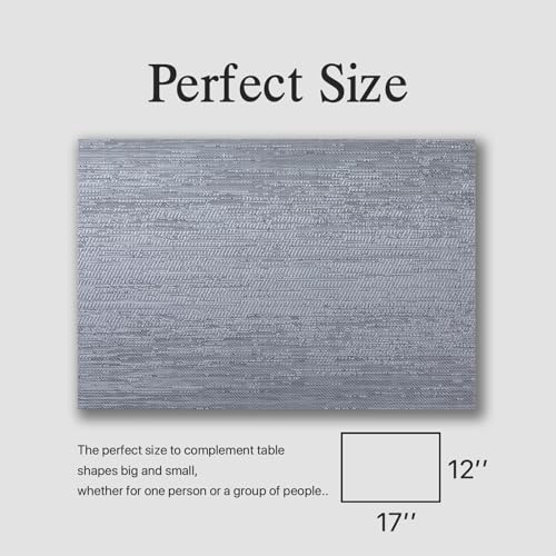 Placemats Set of 4 - Easy Clean Woven Vinyl Placemat for Dining Table, Indoor/Outdoor Place Mats, Washable PVC Table Mats（Gray） - color: F-gray