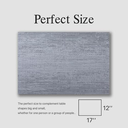 Placemats Set of 4 - Easy Clean Woven Vinyl Placemat for Dining Table, Indoor/Outdoor Place Mats, Washable PVC Table Mats（Gray） - color: F-gray