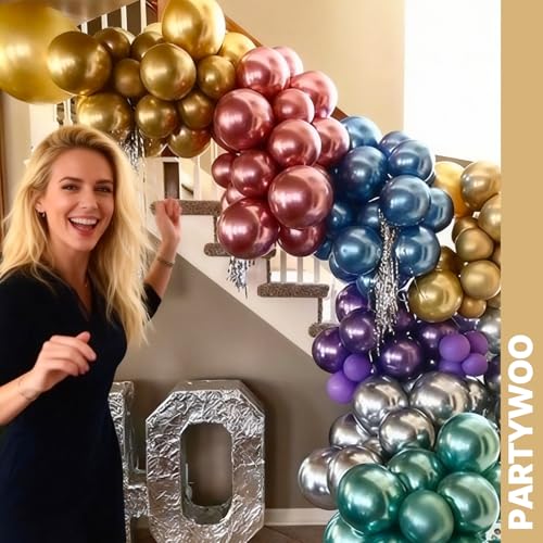 PartyWoo Metallic Balloons 66pcs 12 Inch Metallic Multicolor Balloons - color: Multi-3324