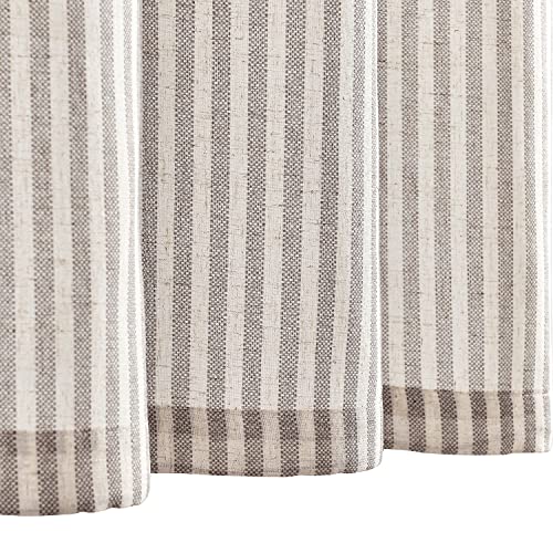 Vangao Taupe Grey Stripe Linen Tiers Curtains 24 Inch Farmhouse 2 Panels - color: Boxter Striped| Taupe Grey on Beige, size: 26"W x 24"L (Pack of 2)