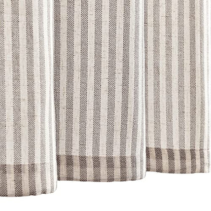 Vangao Taupe Grey Stripe Linen Tiers Curtains 24 Inch Farmhouse 2 Panels - color: Boxter Striped| Taupe Grey on Beige, size: 26"W x 24"L (Pack of 2)