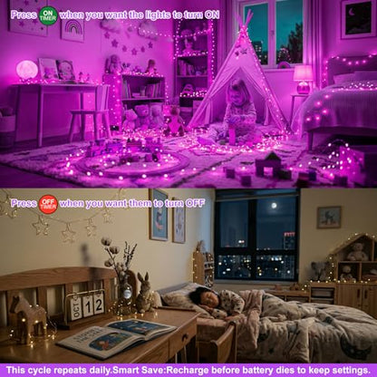 8 Pack Rechargeable LED Fairy Lights 7Ft 20LED Battery Operated - color: Purple